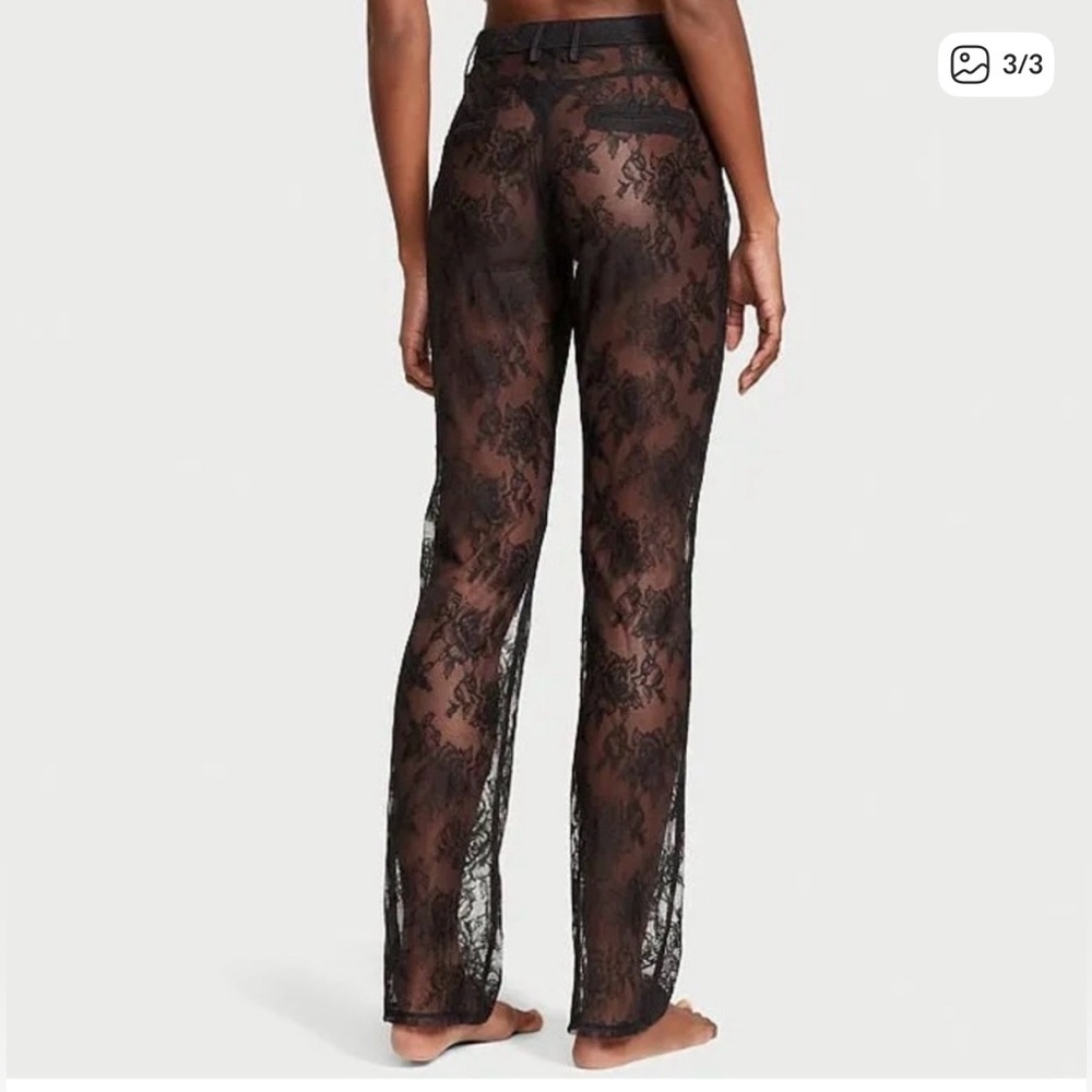 NWT VICTORIA'S SECRET VS Archives 1980 Rose
Lace Pants SHEER Black Size M